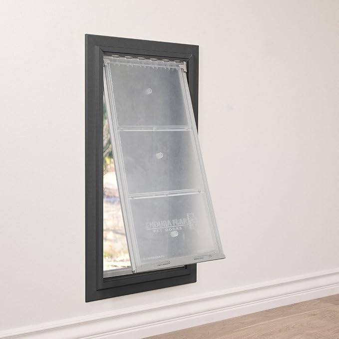 Endura Flap Single Flap Pet Door for Thick Walls | Deep Wall Design up to 13" Thick | Insulating Dual-Layer Flap & Durable Aluminum Frame | Includes Locking Cover | Black, XL, Single Flap