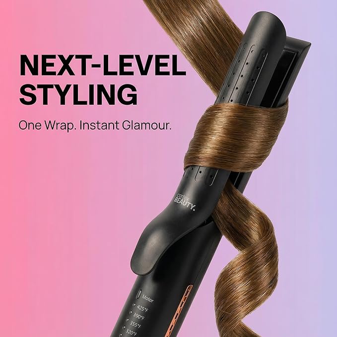 Cortex Beauty 360° Airflow Styler Curling Iron | 2-in-1 Hair Straightener and Curler with Cool Air Flow Vents | Professional Flat Iron with Ionic Wand to Lock in Curls for Long & Short Hair, Black