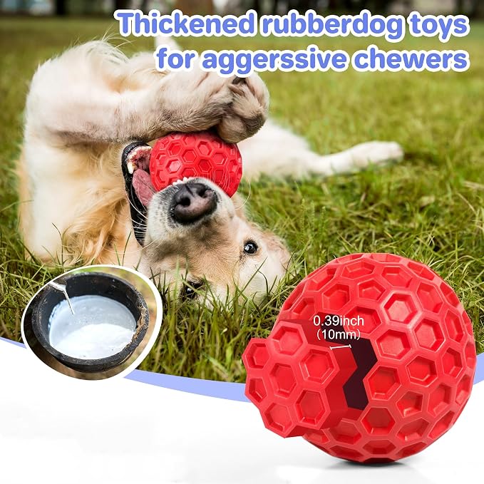 DISSKNIC Indestructible Squeaky Dog Balls for Aggressive Chewers, Interactive Dog Toys for Aggressive Chewers for Relieving Anxiety, Dog Chew Toy Balls for Small Medium Large Dogs, Outdoor Dog Toys