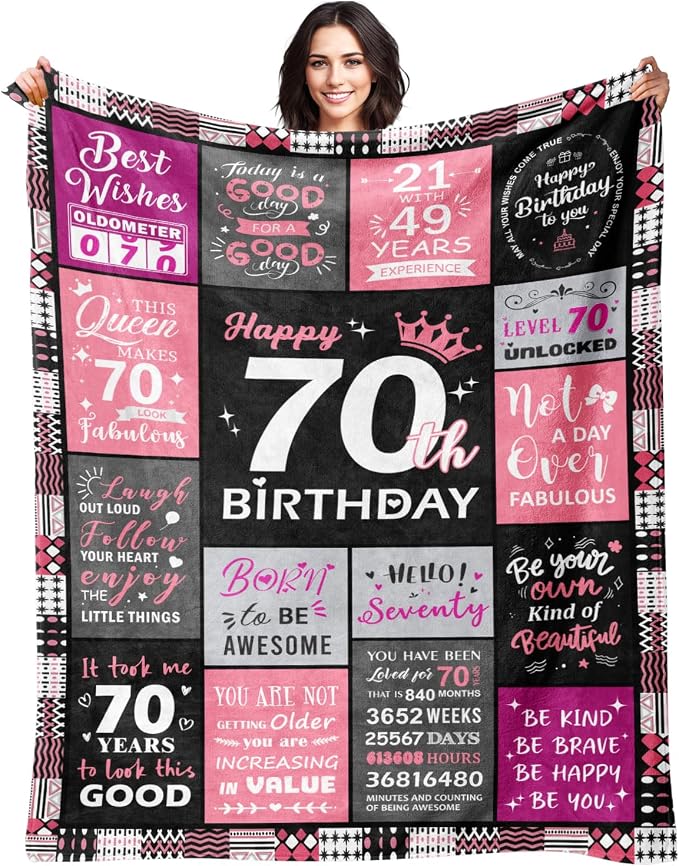 70th Birthday Gifts for Women, 70th Birthday Blanket for Women 50"x60" | 70th Birthday Decorations for Women, 70 Year Old Birthday Gifts for Women, 1956 70Th Birthday Gifts for Sister, Mom, Friend