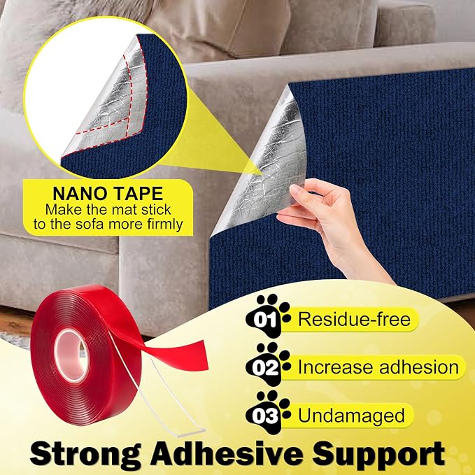ENONCI 78.7x15.8 Cat Scratch Pad, Furniture Protector for Couch Corners | Trimmable, No-Shedding Cat Scratch Pad with Self-Adhesive Backing for Climbing, Protects Walls, Carpet and Couch
