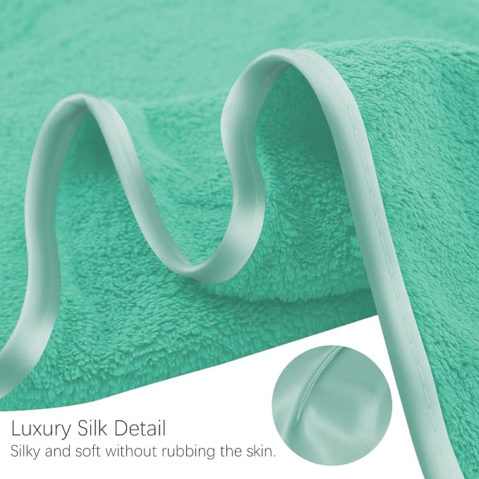 TENSTARS Silk Hemming Bath Towels for Bathroom Clearance - 27 x 55 inches - Light Thin Quick Drying - Soft Microfiber Absorbent Towel for Bath Fitness, Sports, Yoga, Travel, Gym - 2 Pack, Aqua Green