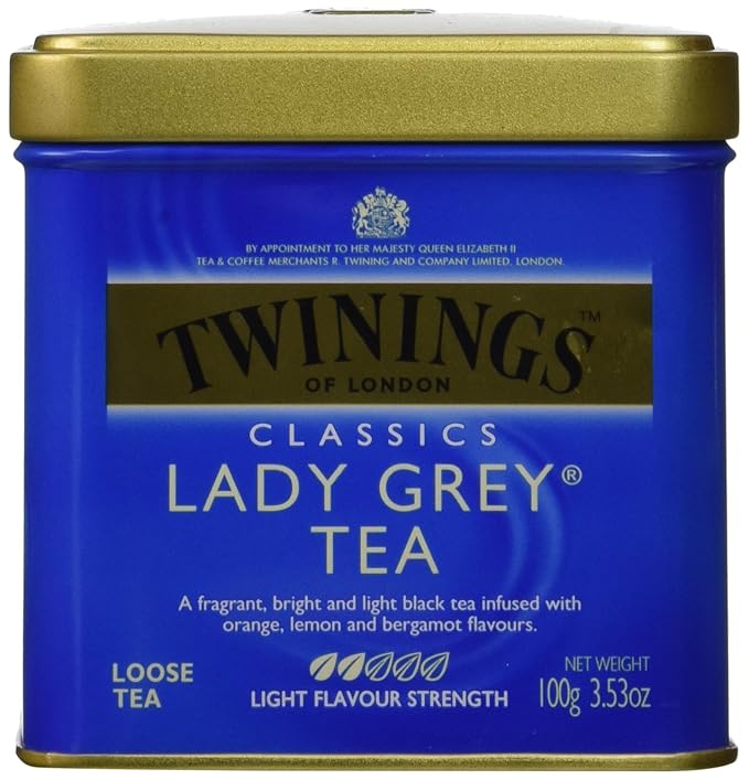 Twinings Lady Grey Loose Leaf Tea, Fragrant, Bright and Light Black Tea Infused with Orange, Lemon, and Bergamot Flavors, Aromatic and Flavorful Blend, 3.53 Oz  
