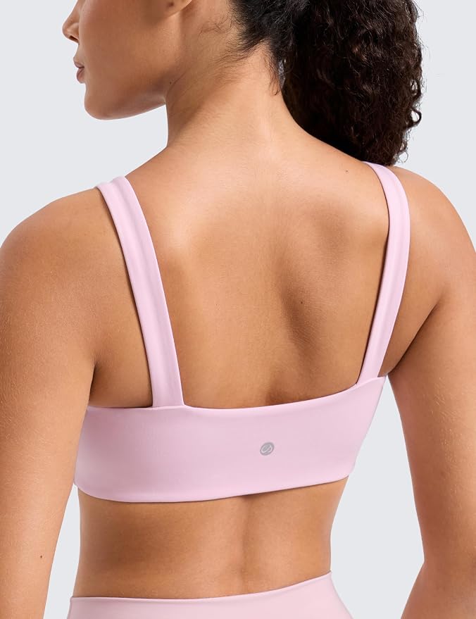 CRZ YOGA Butterlift Minimal Square Sports Bras for Women - Padded Supportive Wide Straps Yoga Workout Top