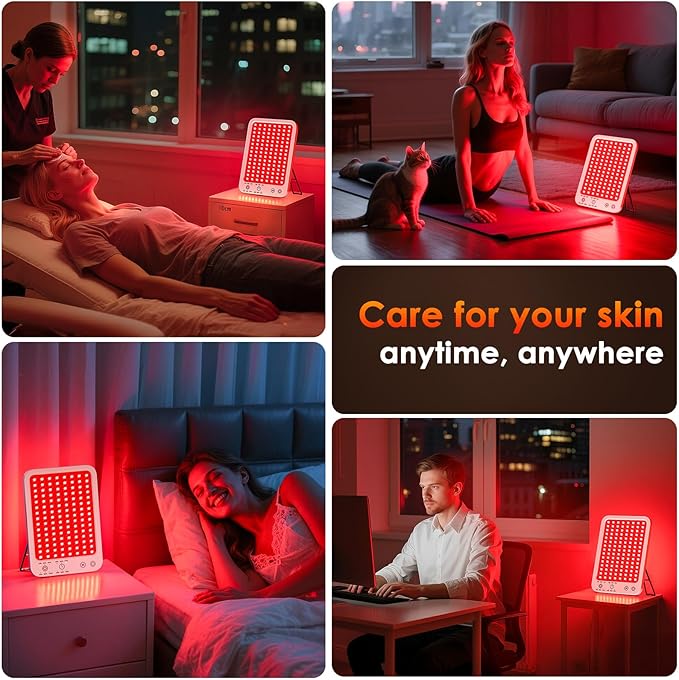 Red Light Therapy for Face Light Therapy Lamp Infrared Light Therapy with 660nm & 850nm Near Infrared LED Red Light Therapy Panel Touch Control 6 Levels of Brightness 3 Modes