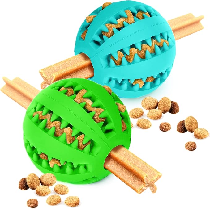 SunGrow 2-Pack Dog Treat Balls, Puzzle Food Interactive Treat Dispensers, Hide Treats Inside, Puppy Treat Dispensers for Training, Small Dog Enrichment Balls for Boredom, Mental Stimulation for Puppy