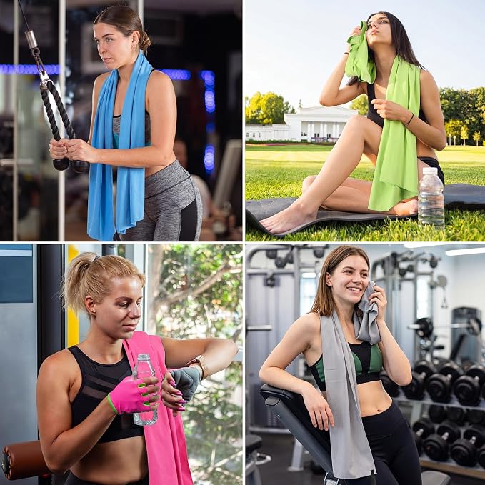 Mixweer 4 Pack Gym Microfiber Bath Towels 63"x32" Extra Large Shower Towel Lightweight Oversized Fast Drying Bathtowel for Gym Sports Travel Camping(Light Gray, Rose Pink, Green, Blue)