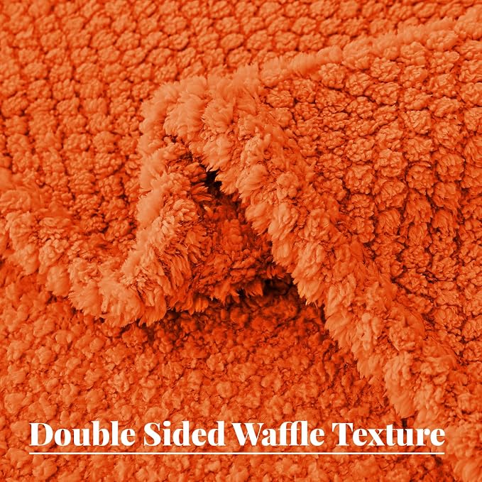 Whale Flotilla Soft Fleece Queen Size Bed Blanket, Burnt Orange | 90x90 Inch, Suitable for Bed, Fluffy Fuzzy Jacquard Blankets for All Season, Lightweight and Cozy