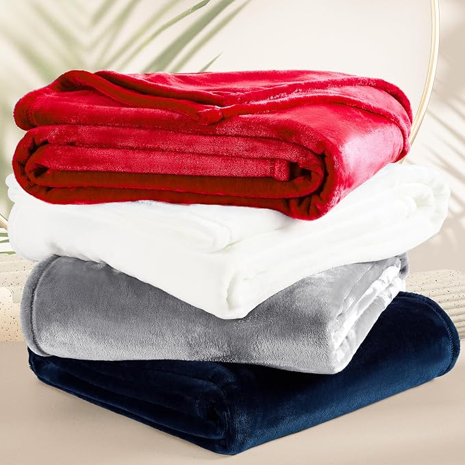 DREAMNINE Extra Soft Fuzzy Fleece Throw Blanket for Couch Sofa Chair 50" x 60", Decorative Solid Lightweight Fluffy Velvet Blankets,Cozy Accent Shaggy Plush Warm Flannel Blanket for Winter Bedroom,Red
