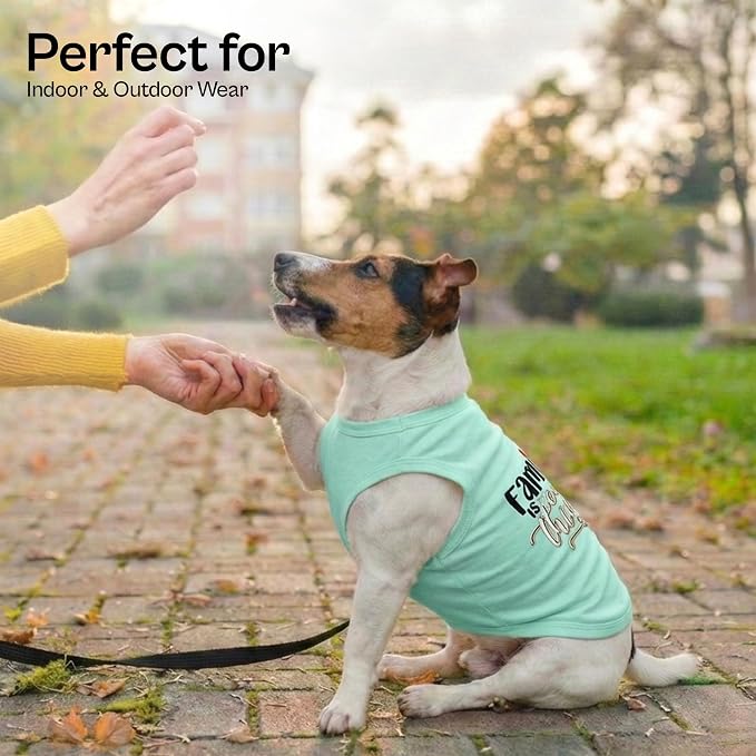 Parisian Pet Dog Shirt – 100% Cotton Shirts for Small Dogs – Blue Sleeveless Puppy Clothes – Lightweight and Breathable Dog Apparel – Family is Everything Dogs Clothes - Stretchy Pet T Shirts