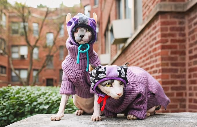 Fitwarm Thermal Knitted Dog Sweater Doggy Winter Coat Pet Clothes Doggie Turtleneck Jacket Puppy Outfits Cat Sweatsuit Lavender Purple Small