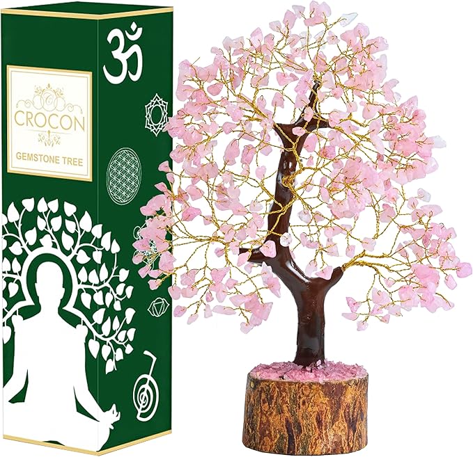 Valentines day gifts for her Rose Quartz Crystal Tree Room Decor and Pink Home Decor Healing crystals Tree of Life Birthday Gifts for Women Mom Sister House warming Gifts Spiritual Present Woman