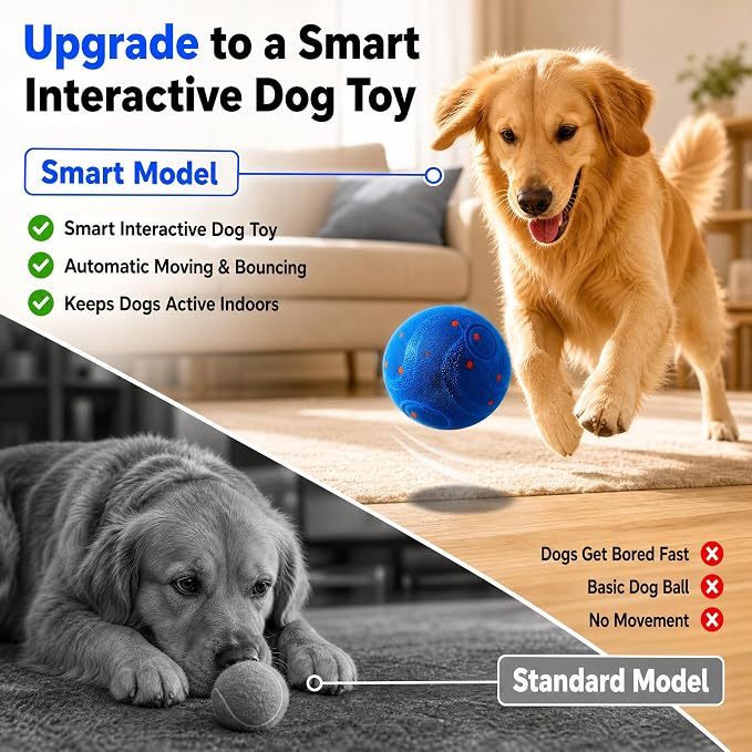 TEYYVN Interactive Dog Toy Ball,Automatic Interactive Dog Ball- Self Moving Toy for Small Medium | Motion Activated, Durable ChewProof ETPU Material, USB Rechargeable, Relieves Boredom
