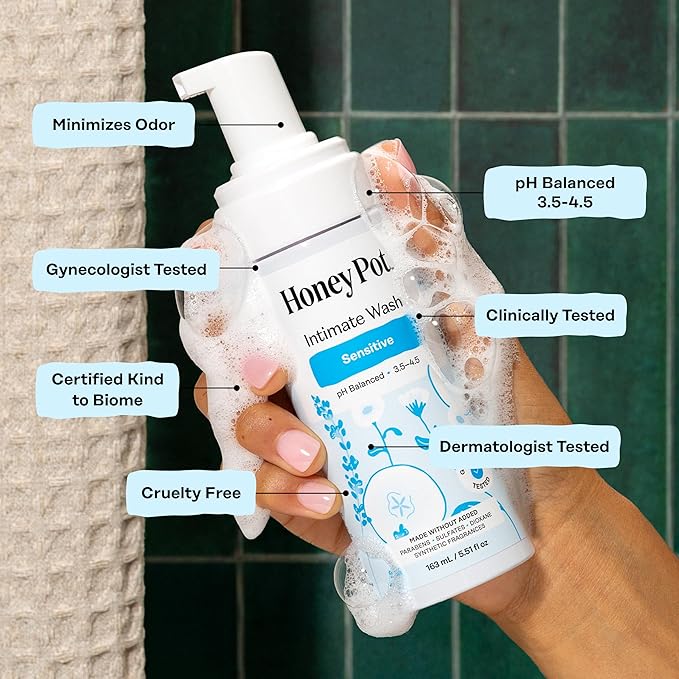 The Honey Pot Company - Feminine Wash - Sensitive Refill - pH Balanced, Herbal Infused Plant-Based Feminine Care for Sensitive Skin - Daily Intimate Cleanser for Women - 10.50 Fl Oz