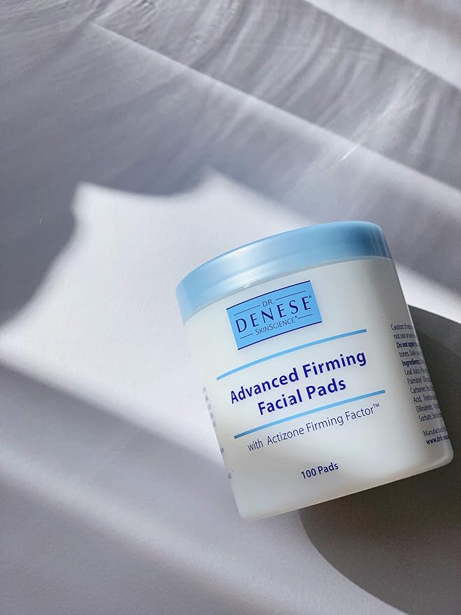 Dr. Denese SkinScience Advanced Firming Facial Pads 100 Count – Professional Exfoliator with Glycolic Acid, Peptides and Aloe for Smooth Radiant Skin, Refined Pores – Dermatologist Tested Cruelty Free