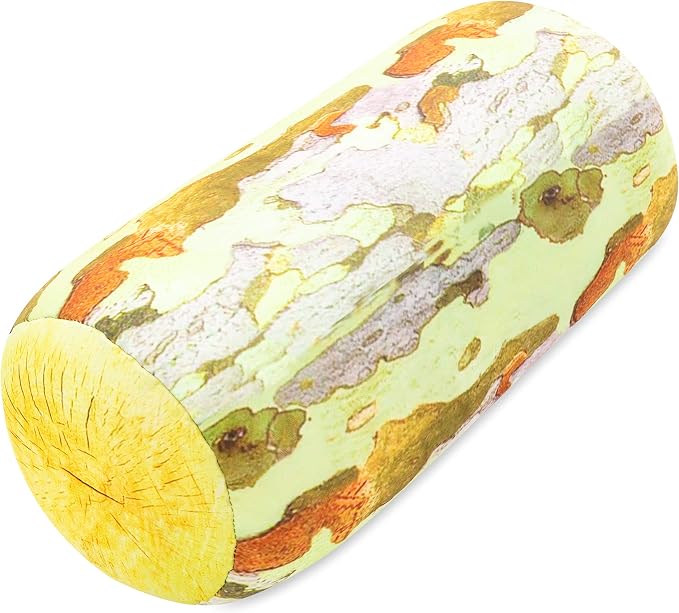 PILLOWY Microbead Log Roll Pillow - Bolster Tube Pillow Cushion Perfect Therapy Pillow - Airy Squishy Soft Bead Bag Bed Room Decoration, Neck Pillow Back Head Body Support, 14" X 8", Forest