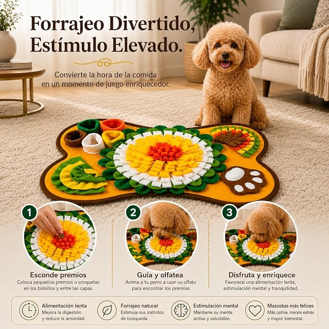 Snuffle Mat for Dogs, Interactive Feeding Mat & Slow Feeder Puzzle Toy for Small & Medium Dogs, Nosework Training Mat, Treat Dispensing Enrichment Toy, Washable Pet Mat