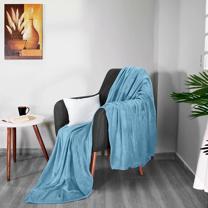 Utopia Bedding Soft Fleece Bed Blanket King Size Washed Blue (90x102 Inch) | Microfiber Plush Warm Lightweight Breathable Cozy Blanket Anti-Static, All Season Use, Gift for Women and Men