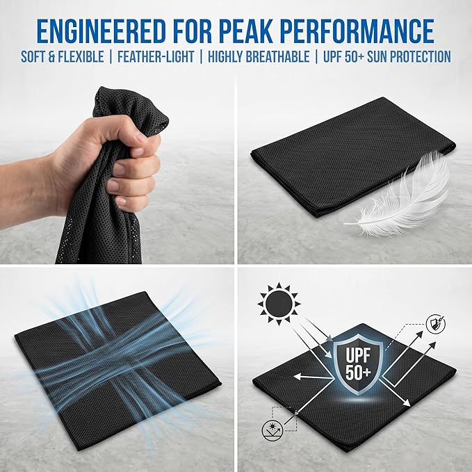 4 Packs Cooling Towels for Neck and Face(40"x 12"), Cool Sweat Towels for Hot Weather, Cooling Rag, Lightweight Soft Breathable Towels for Yoga, Sport, Workout