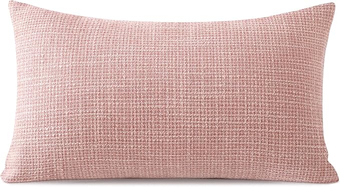 OTOSTAR Linen Throw Pillow Cover Set of 1 Decorative Lumbar Pillowcases Cushion Covers 12x20 Inch for Home Decor Sofa Bedroom Car 30 x 50CM Pink