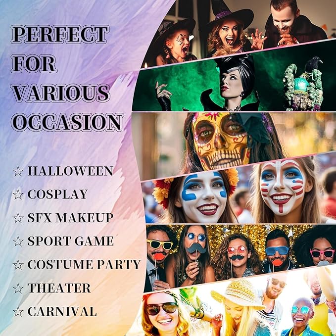 Light Purple Face Body Painting Stick, Full-coverage Cream Lavender Purple Face Paint for Halloween SFX Makeup Ursula Costume Party, Washable Bright Eye Stick Art for Adult Festival Carnival