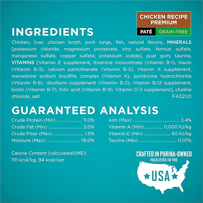 Purina ONE Grain Free Pate Wet Cat Food Variety Pack, 24 Pack 3 oz Cans | Grain free, beef, chicken, and whitefish pate recipes made with no artificial colors, flavors or preservatives for adult cats