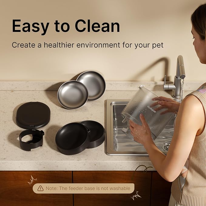 Automatic Cat Feeder for 2 Cats, Dual Cat Feeder with 5G WiFi APP | Cat Food Dispenser App Control, Timed Precise Feeding, Portion Control, 5L Auto Pet Feeder, Double Stainless, Voice Recorder