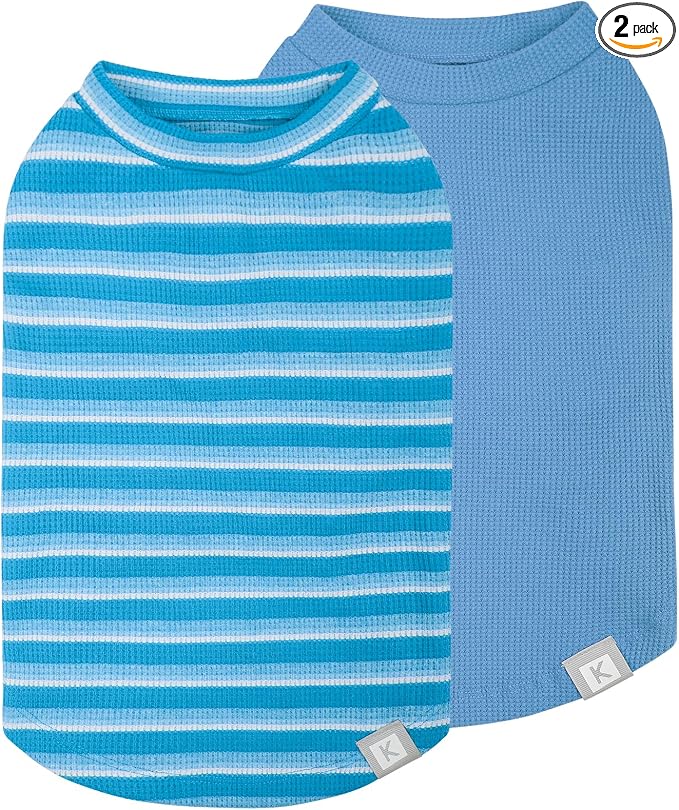 KYEESE 2Pack Waffle Dog Shirt for Small Dogs Striped Dog Sweater Tank Top | Cozy Warmth, Lightweight & Breathable, Gentle on Sensitive Skin, Stretchy & Free to Move, Comfortable Daily Wear