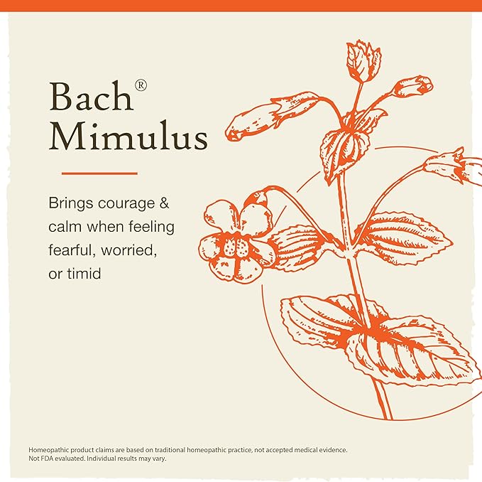 Bach Original Flower Remedies, Mimulus - Face Your Fears - Natural Homeopathic Flower Essence for Emotional Balance - Vegan, Gluten Free, Sugar Free - 20mL Dropper