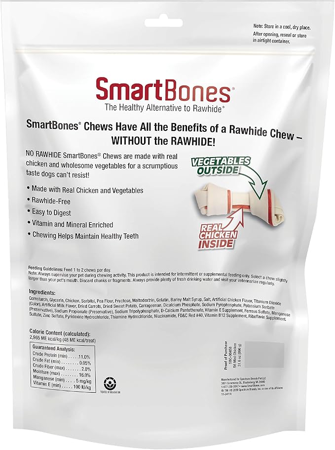 SmartBones Mini Bones with Real Chicken, Rawhide-Free Chews for Dogs, 56 Count (Pack of 2)