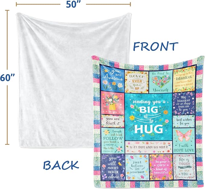 Butonus Get Well Gifts for Women After Surgery, Thinking of You Inspirational Encouragement Feel Better Gifts for Women, Knee Post Surgery Recovery Blanket for Woman, Hug Healing Blanket 60x50in