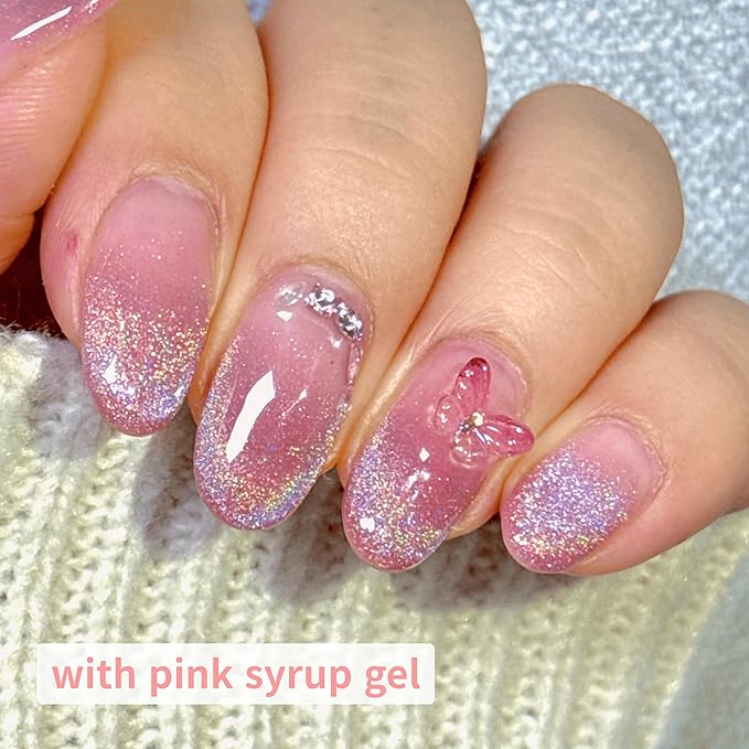 Korean Holographic Rainbow Magnetic Gel Nail Polish Cat Eye Effect Beauty Glitter Premium Professional Home Salon Quality Gift DIY RainbowNail Art UV LED Gel 15ml