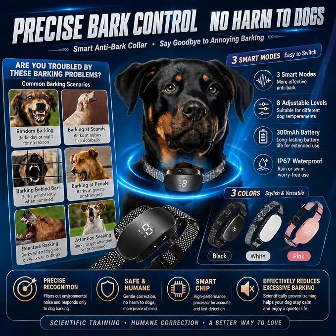 Dog Bark Collar;Black