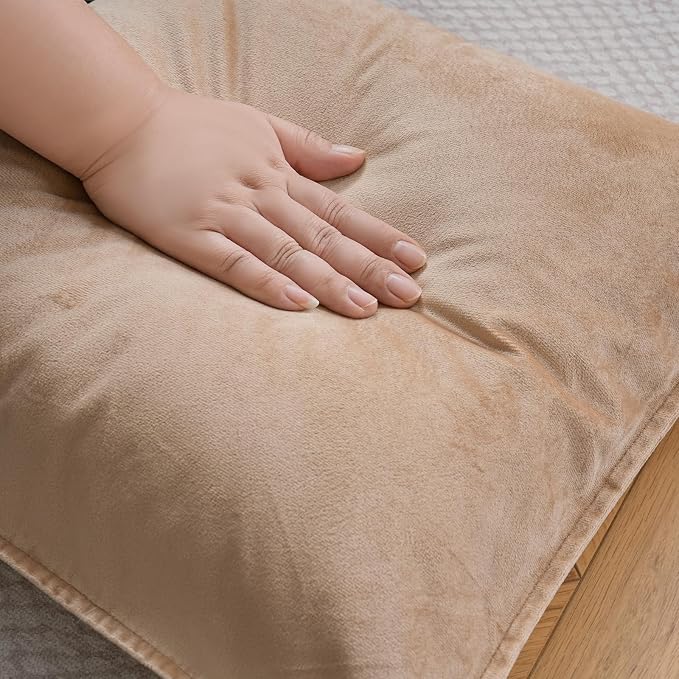JIAHANNHA Velvet Khaki Throw Pillow Covers 20”x20”Pack of 2 Soft Decorative | Square Cushion Covers for Couch Sofa Bed Livingroom Car Home Decor,50x50Cm