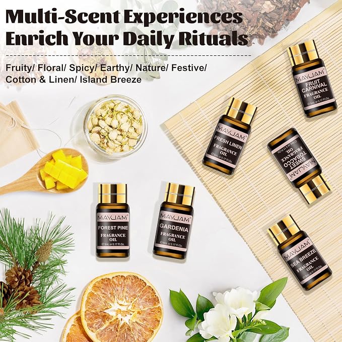 MAYJAM Fragrance Oil Gift Set, Top 20 Essential Oils Variety Pack for Diffusers for Home, Long Lasting Scented Oils for Soap Candle Making - 5ml/0.17fl.oz