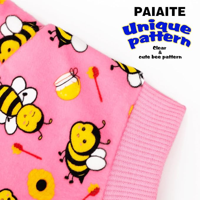 Dog Pajamas Onesie: Comfortable Four-Legged Apparel for Small, Medium, & Large Dogs, Polyester Material for Comfort, Wrinkle Resistance, Moisture Wicking, Stretchiness Cute Bee Pink XL