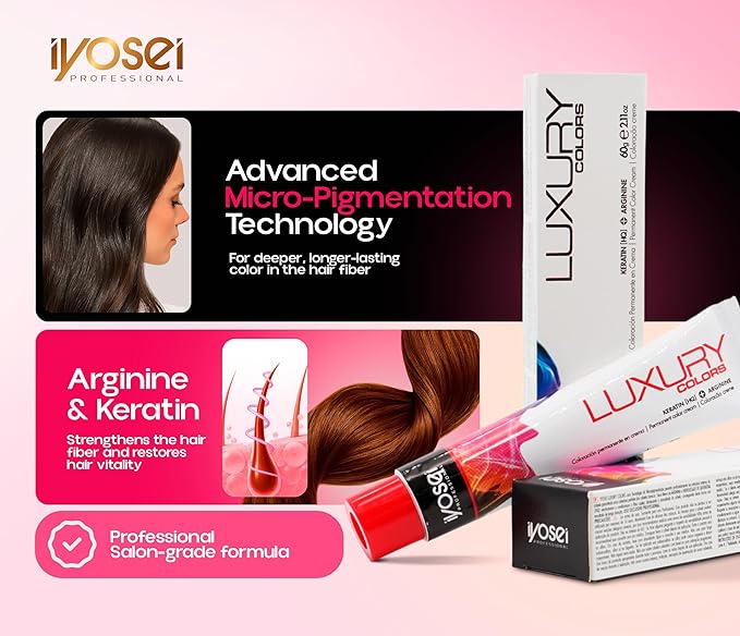 Iyosei Professional Luxury Color #7 Blonde Permanent Hair Dye – Cream Hair Color with Micropigmentation & Keratin – Long Lasting Natural Blonde Shade for Women – Full Coverage