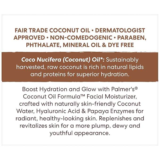 Palmer's Coconut Oil Formula Coconut Water Face Moisturizer, 1.7 Ounce Jar, (Pack of 2)
