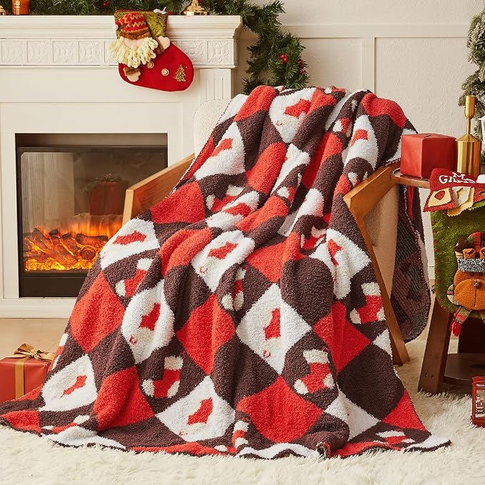 Christmas Knit Throw Blanket - Super Soft Cozy Fuzzy Blankets for Couch, Sofa & Bed, Holiday Throw Blanket，60"x80"