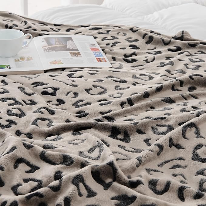 Leopard Print Throw Blanket, 60 x 80 Inches, Chocolate Leopard | Three-Dimensional Lightweight Super Soft Cozy Plush Flannel Fleece Blanket for Couch Bed