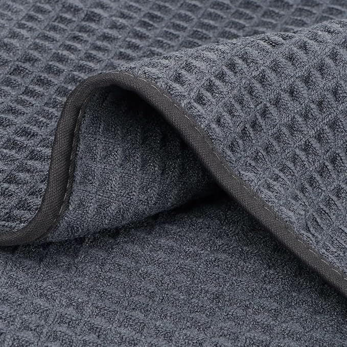 HOMEXCEL Waffle Bath Towels Set 4 Pack, Premium Microfiber Bathroom Towels, Ultra Soft, Lightweight, Highly Absorbent and Quick Dry Towel for Bathroom, Gym, Shower, Hotel, and Spa, 30 x 60 Inch, Grey