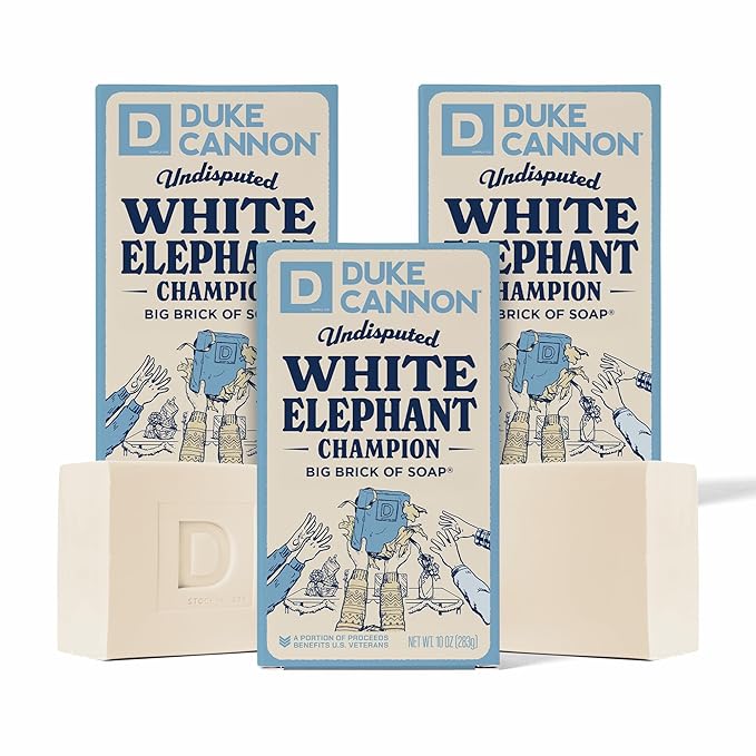 Duke Cannon Supply Co. White Elephant Bar Soap - 10oz Large Soap Brick with Citrus Musk Scent - Holiday Gag Gift, Funny White Elephant Gift Idea 3 Pack