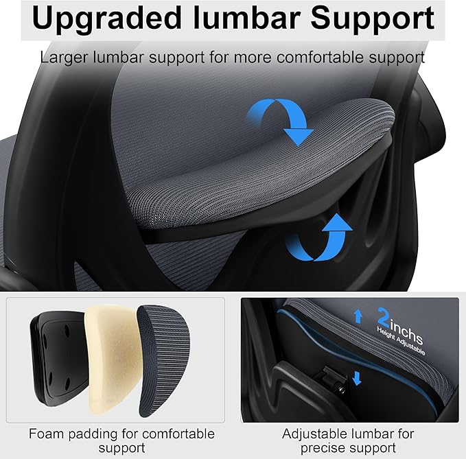 Drafting Chair Tall Office Chair with Flip-up Armrests, Adjustable Height, Enhanced Lumbar Support Ergonomic Rolling Stool, Back Support, Adjustable Foot Rest Ring for Standing Desk Dark Gray