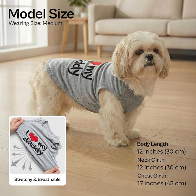 Parisian Pet 2 Pack Dog Shirts – 100% Cotton Shirts for Medium Dogs – Sleeveless I Love My Daddy & Daddy’s Girl Dog Clothes – Breathable Summer Pet Apparel - Stretchy and Stylish T Shirts for Dogs