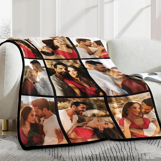 Yofair Ships Next Day, Custom Blanket with Picture Wedding Anniversary Valentines Day Gifts for Him Her Personalized Photo Blankets I Love You Couple Gift for Women Boyfriend Girlfriend Wife Husband