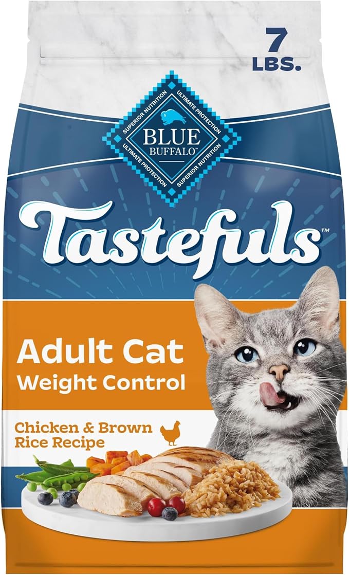 Blue Buffalo Tastefuls Chicken Weight Control Dry Cat Food, 7 lb | Real Chicken First, Adult Formula, No Chicken By-Product, Corn, Wheat, or Soy