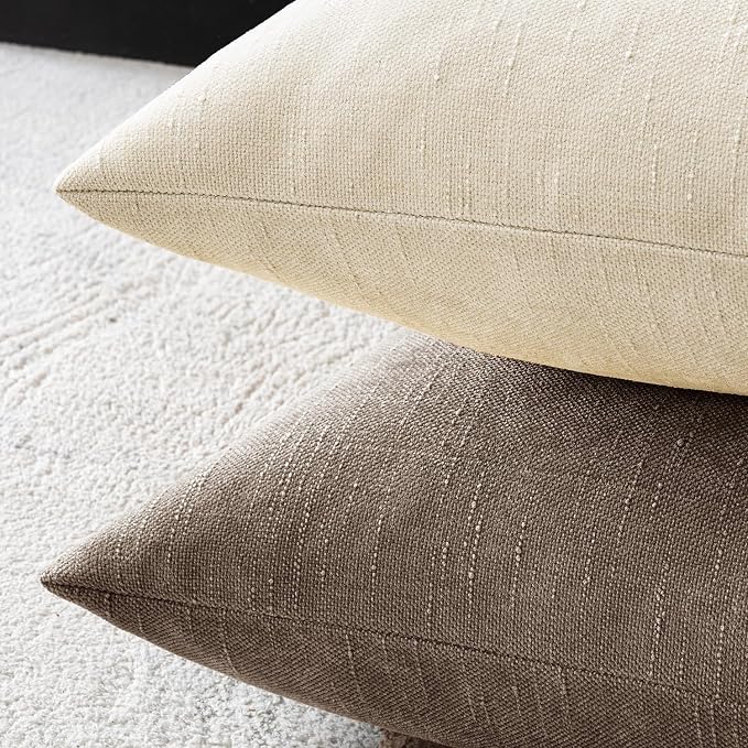 MIULEE 26x26 Inch Euro Textured Chenille Throw Pillow Covers Taupe Grey | Pack of 2 Decorative Soft Throw Pillows,Solid Textured Cushion Covers,Modern Home Decor for Bed Couch Sofa Bedroom Livingroom