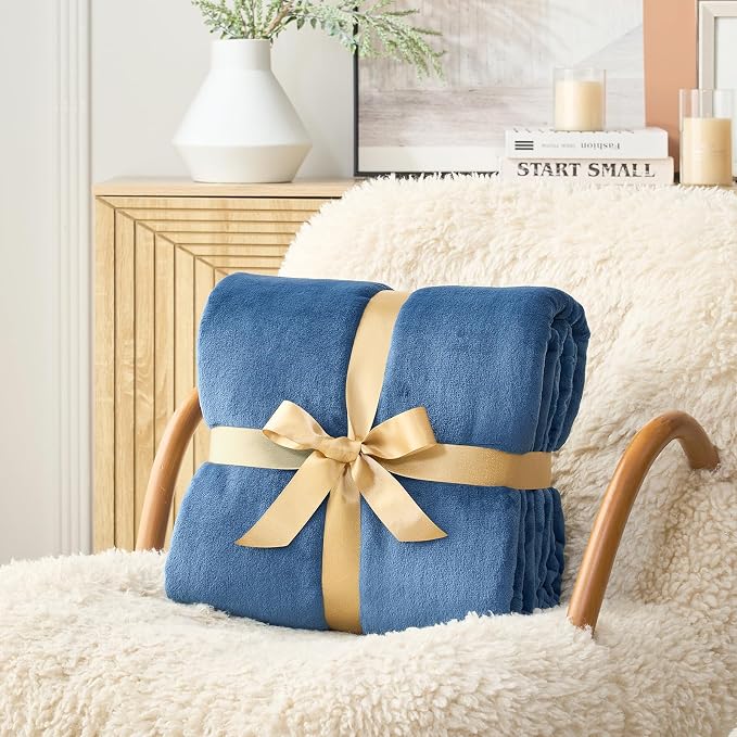 Hansleep King Mineral Blue Fleece Blanket, Soft Flannel Bed Blanket | Fuzzy Cozy Blanket 90x108 Inches, Multi-use for Bed, Sofa, Couch, Travel, Camping, All Season Warm Lightweight Cover