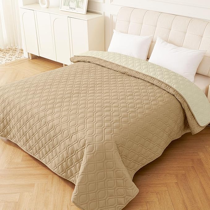Waterproof Dog Bed Blanket - Soft Pet Blanket & Sofa Cover for Dogs | Reversible Washable Furniture Protector, Couch Covers for Pets (52x82 Inch, Camel/Beige)