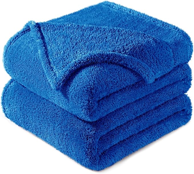 Exclusivo Mezcla Soft Plush Fleece King Size Blankets for Bed Living Room | Lightweight Fuzzy Fluffy Large Blanket for All Seasons, Cozy Velvet for Women Men, Machine Washable, 90"x104", Cobalt Blue